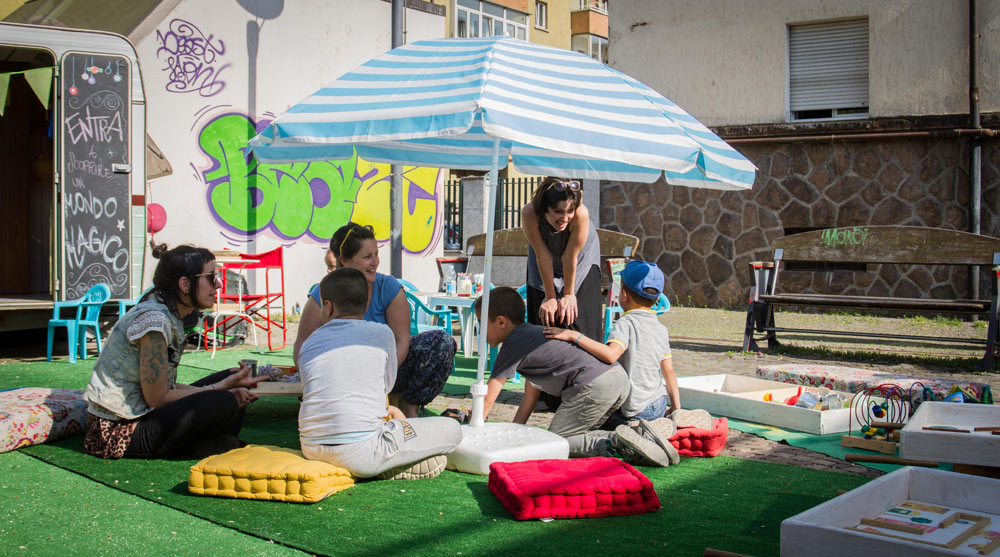 Der Wohnwagen Giacomella am Festival delle Resistenze Contemporanee Bozen April 2018