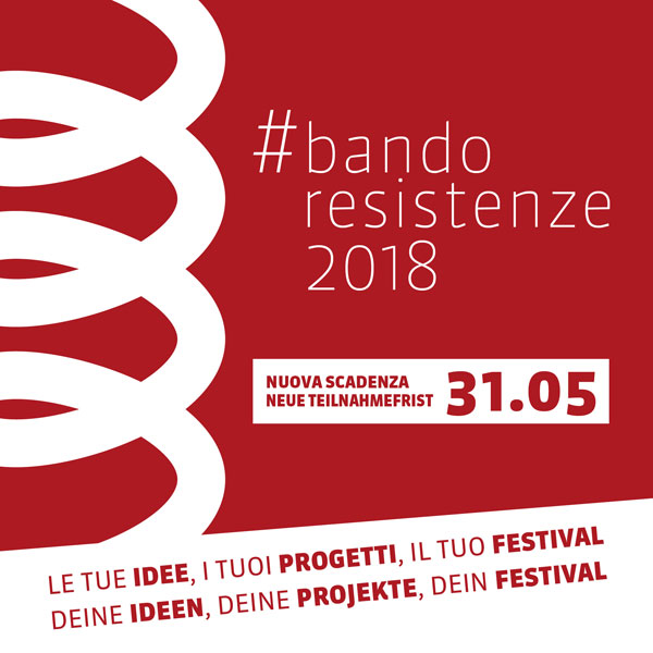 29.11.2017 - DIE AUSSCHREIBUNG DER PIATTAFORMA DELLE RESISTENZE IST ONLINE: #BANDORESISTENZE2018 SUCHT NACH NEUEN IDEEN FÜR DIE “RANDGEBIETE”