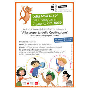 “ALLA SCOPERTA DELLA COSTITUZIONE”: DAL 10 MAGGIO PARTONO LE LETTURE ANIMATE NELLO SPAZIO RESISTENZE DI VIA TORINO